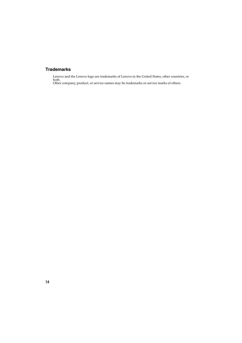 Trademarks | Lenovo E40-70 Notebook User Manual | Page 14 / 14