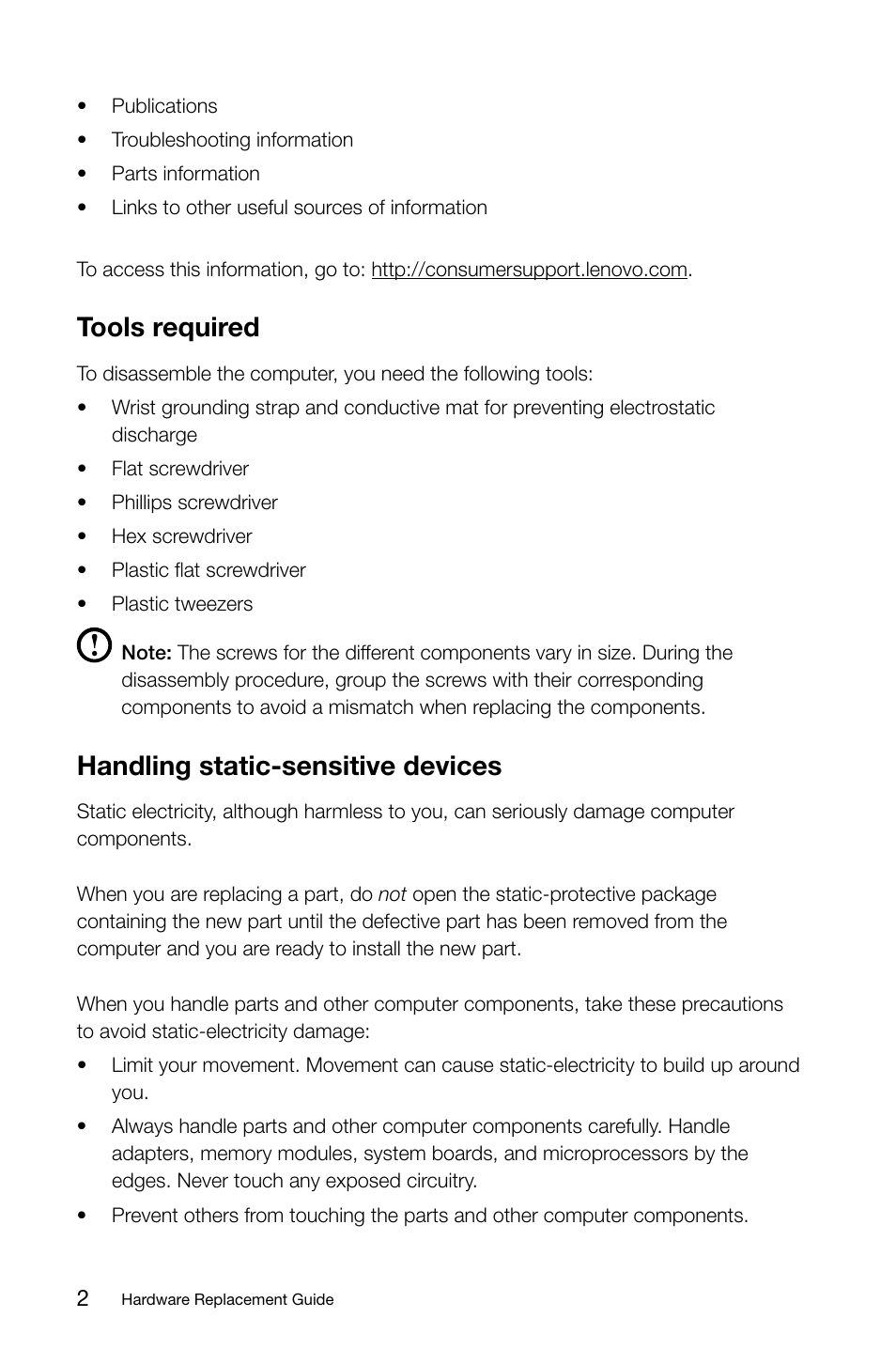 Tools required, Handling static-sensitive devices | Lenovo C315 All-In-One User Manual | Page 5 / 19