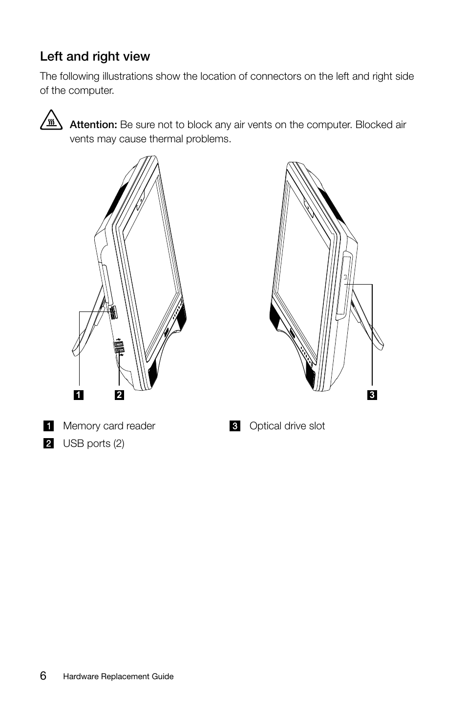 Left and right view | Lenovo C315 All-In-One User Manual | Page 9 / 19