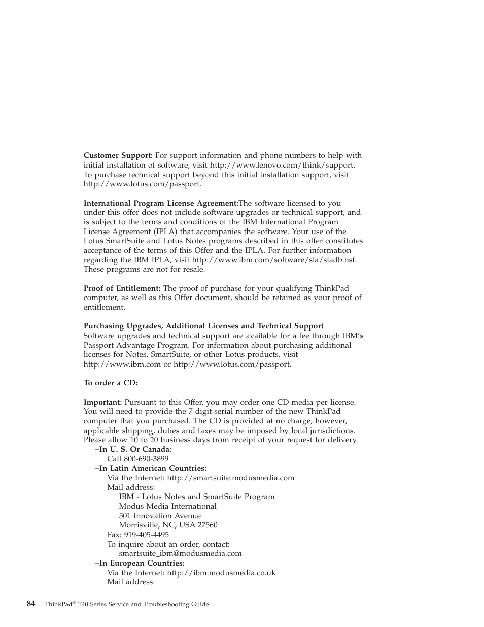 Order | Lenovo ThinkPad T43p User Manual | Page 106 / 112