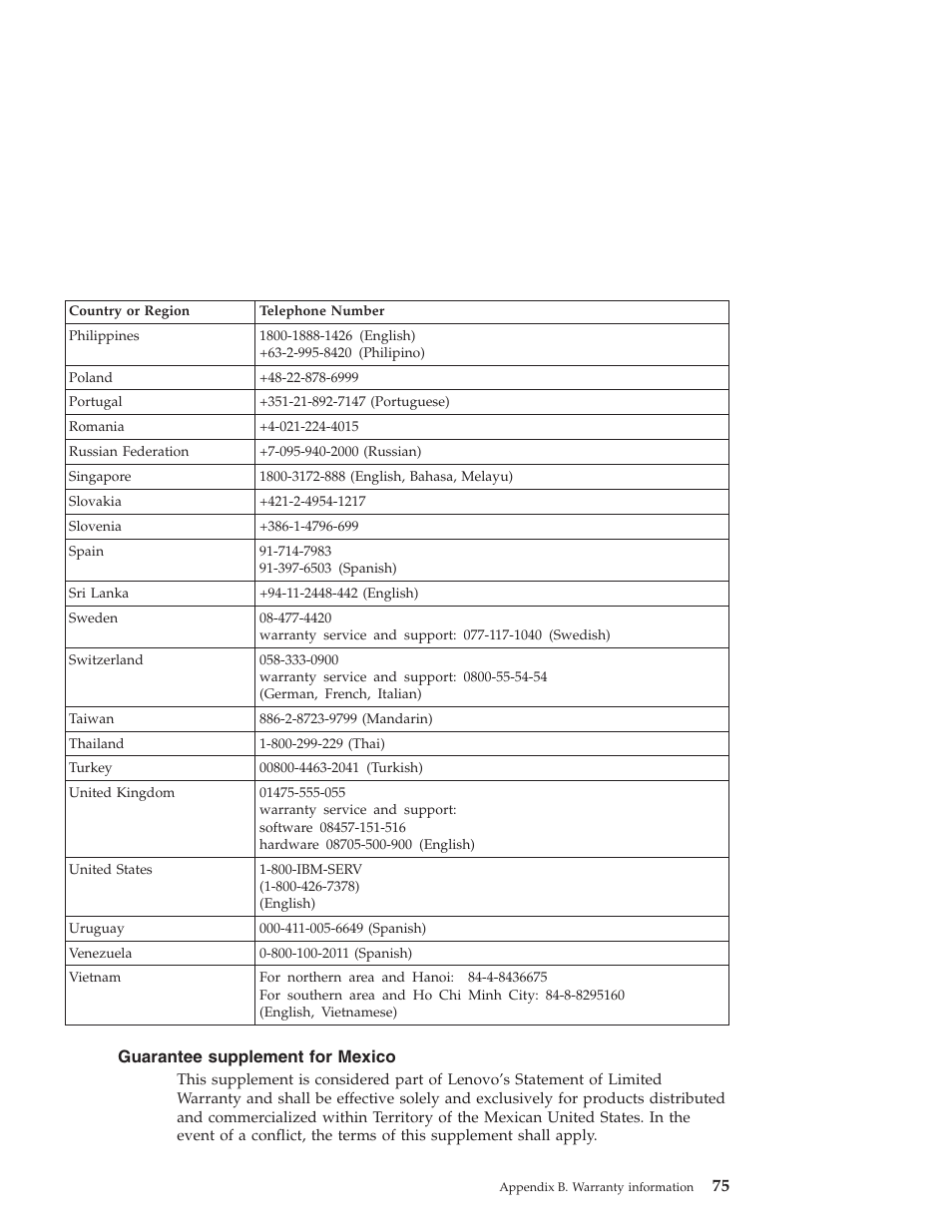 Guarantee supplement for mexico, Guarantee, Supplement | Mexico | Lenovo ThinkPad T43p User Manual | Page 97 / 112