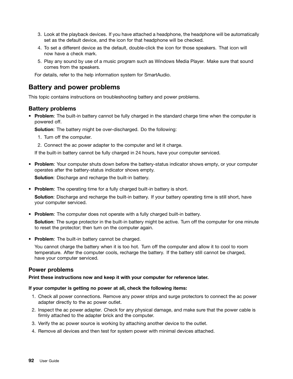 Battery and power problems | Lenovo ThinkPad 11e User Manual | Page 108 / 160