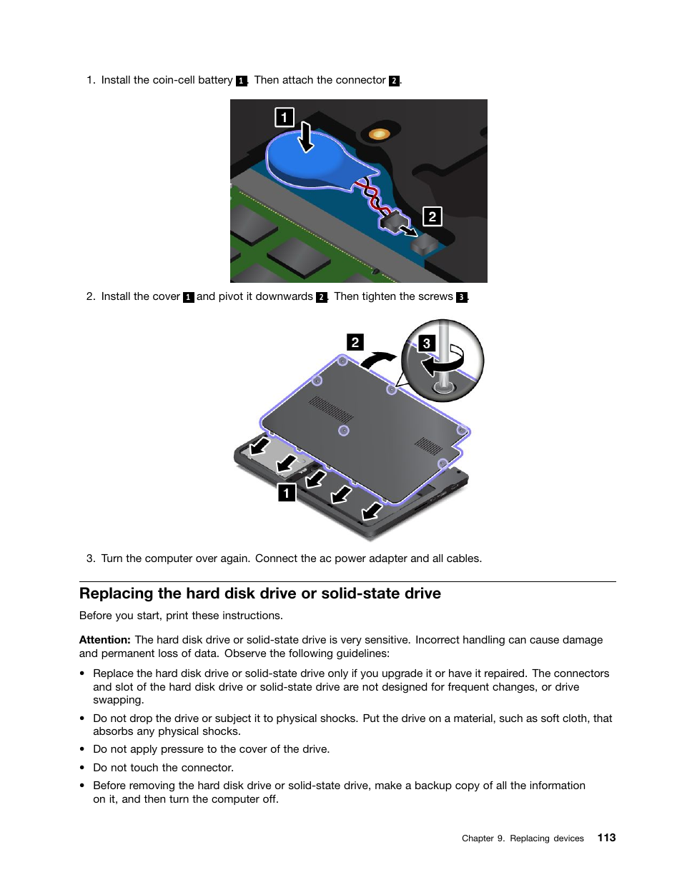 Replacing the hard disk drive or solid-state drive | Lenovo ThinkPad 11e User Manual | Page 129 / 160