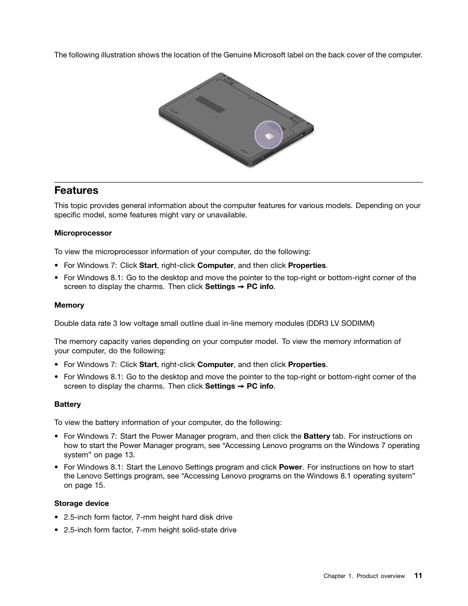Features | Lenovo ThinkPad 11e User Manual | Page 27 / 160