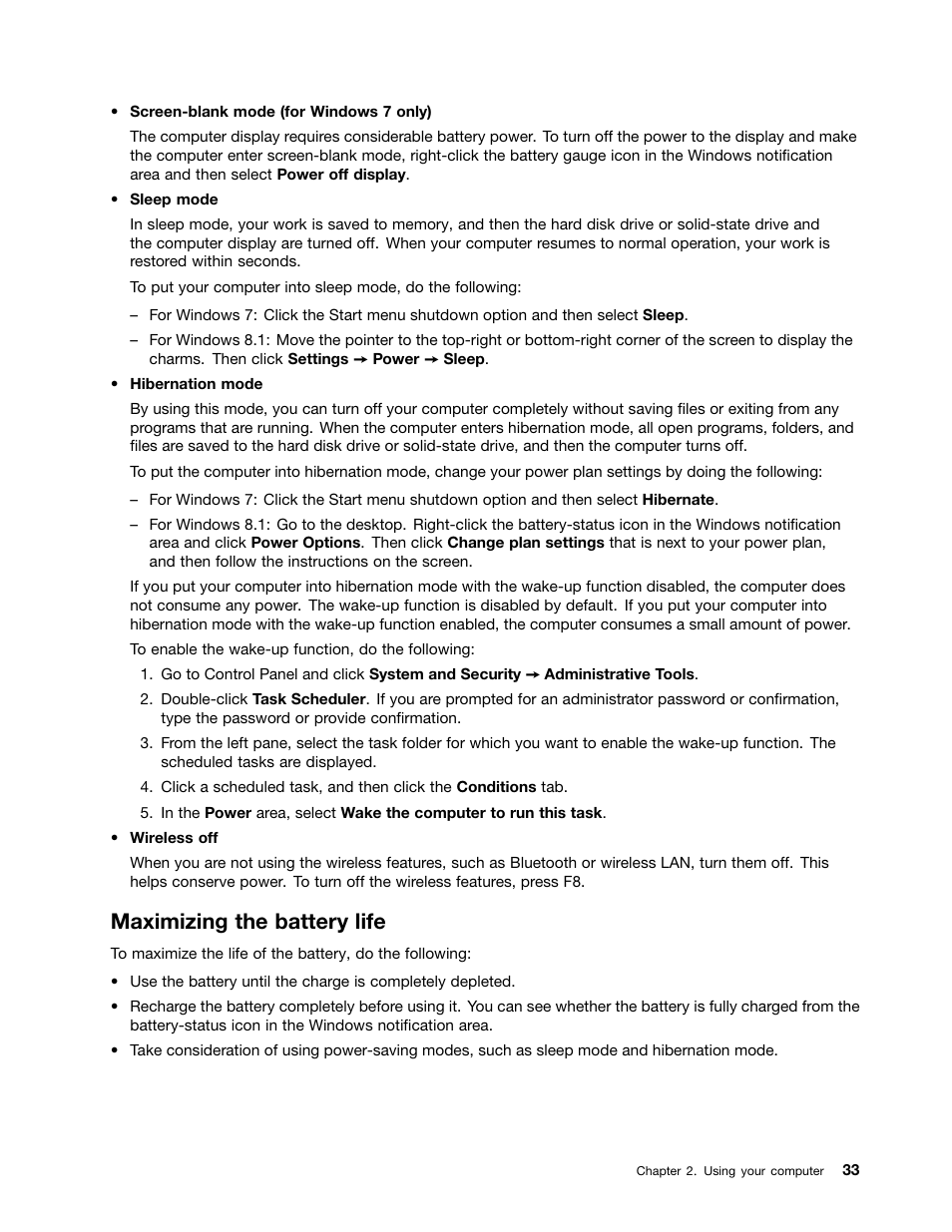 Maximizing the battery life | Lenovo ThinkPad 11e User Manual | Page 49 / 160