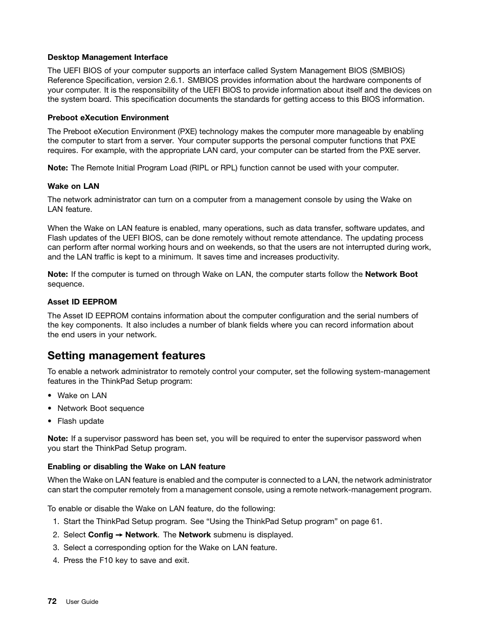 Setting management features | Lenovo ThinkPad 11e User Manual | Page 88 / 160