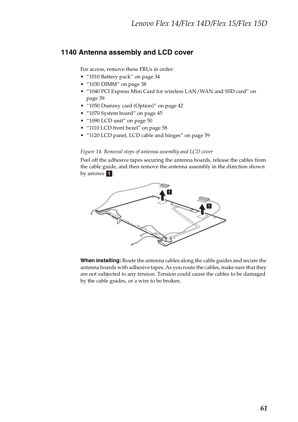 1140 antenna assembly and lcd cover | Lenovo IdeaPad Flex 14D Notebook User Manual | Page 65 / 90