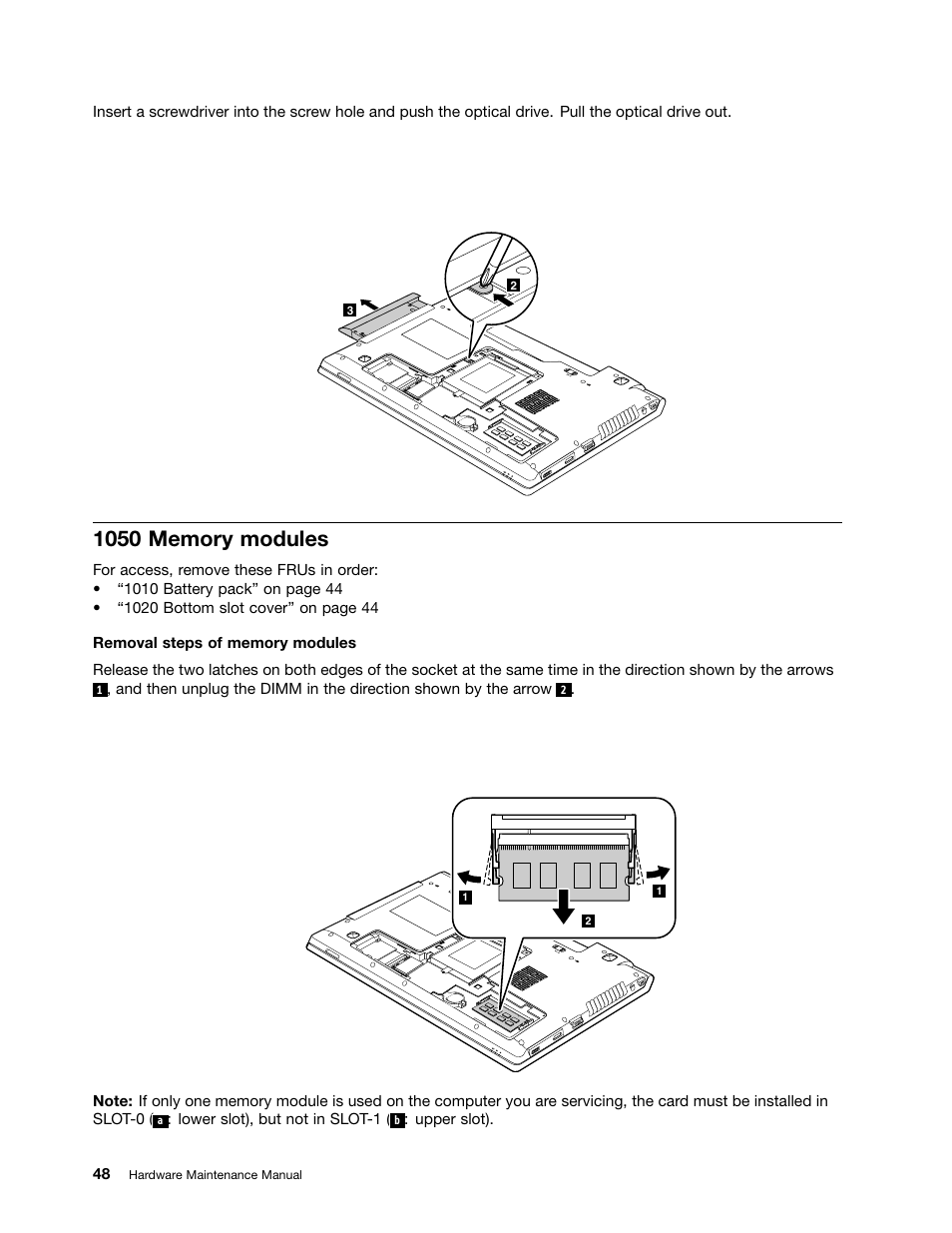 1050 memory modules | Lenovo B575e Notebook User Manual | Page 54 / 102