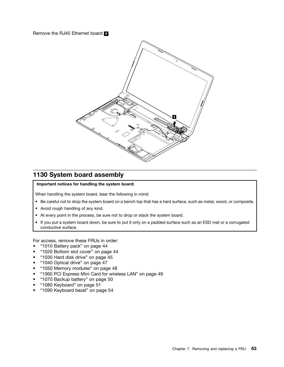 1130 system board assembly | Lenovo B575e Notebook User Manual | Page 69 / 102