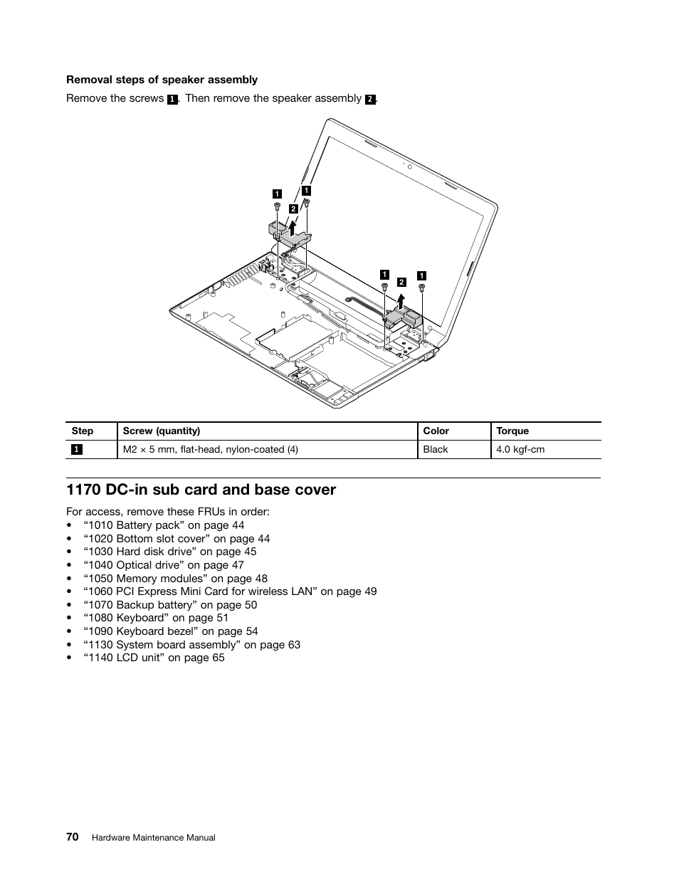 1170 dc-in sub card and base cover | Lenovo B575e Notebook User Manual | Page 76 / 102