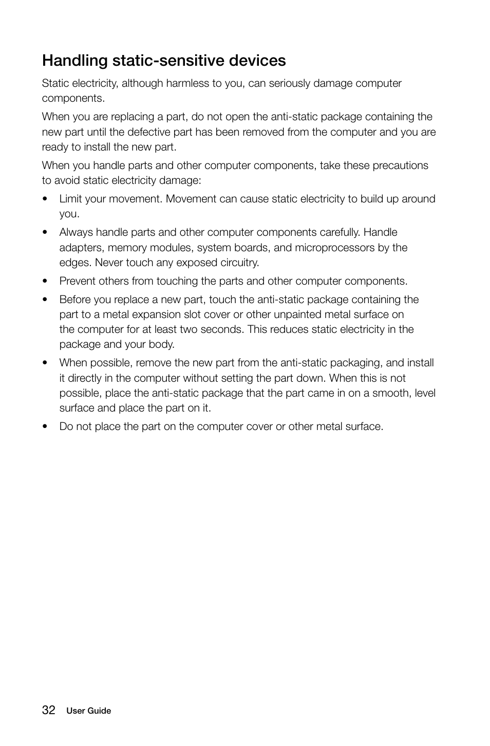 Handling static-sensitive devices | Lenovo C255 All-in-One User Manual | Page 37 / 45
