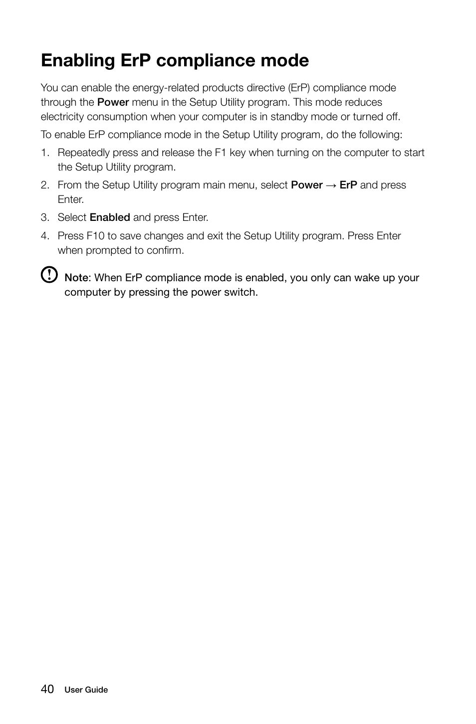 Enabling erp compliance mode | Lenovo C255 All-in-One User Manual | Page 45 / 45