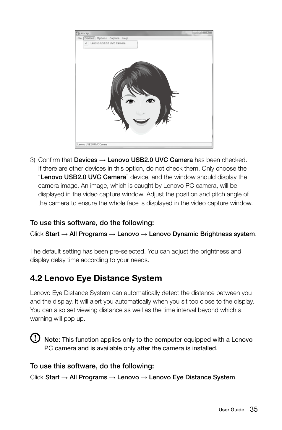 2 lenovo eye distance system | Lenovo IdeaCentre B325 User Manual | Page 40 / 53