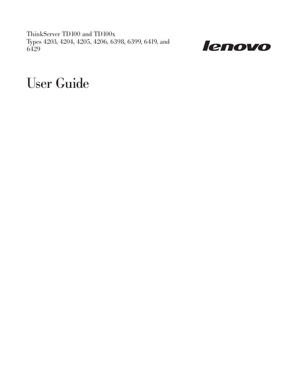 Lenovo ThinkServer TD100x User Manual | 98 pages