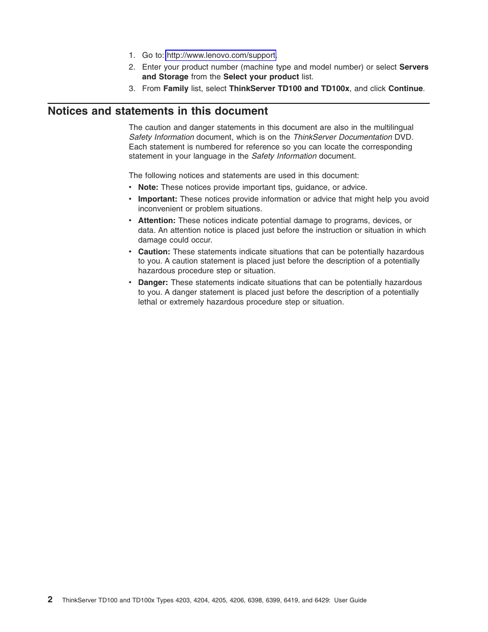 Notices and statements in this document, Notices, Statements | This, Document | Lenovo ThinkServer TD100x User Manual | Page 16 / 98