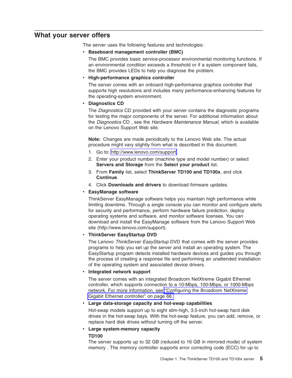 What your server offers, What, Your | Server, Offers | Lenovo ThinkServer TD100x User Manual | Page 19 / 98