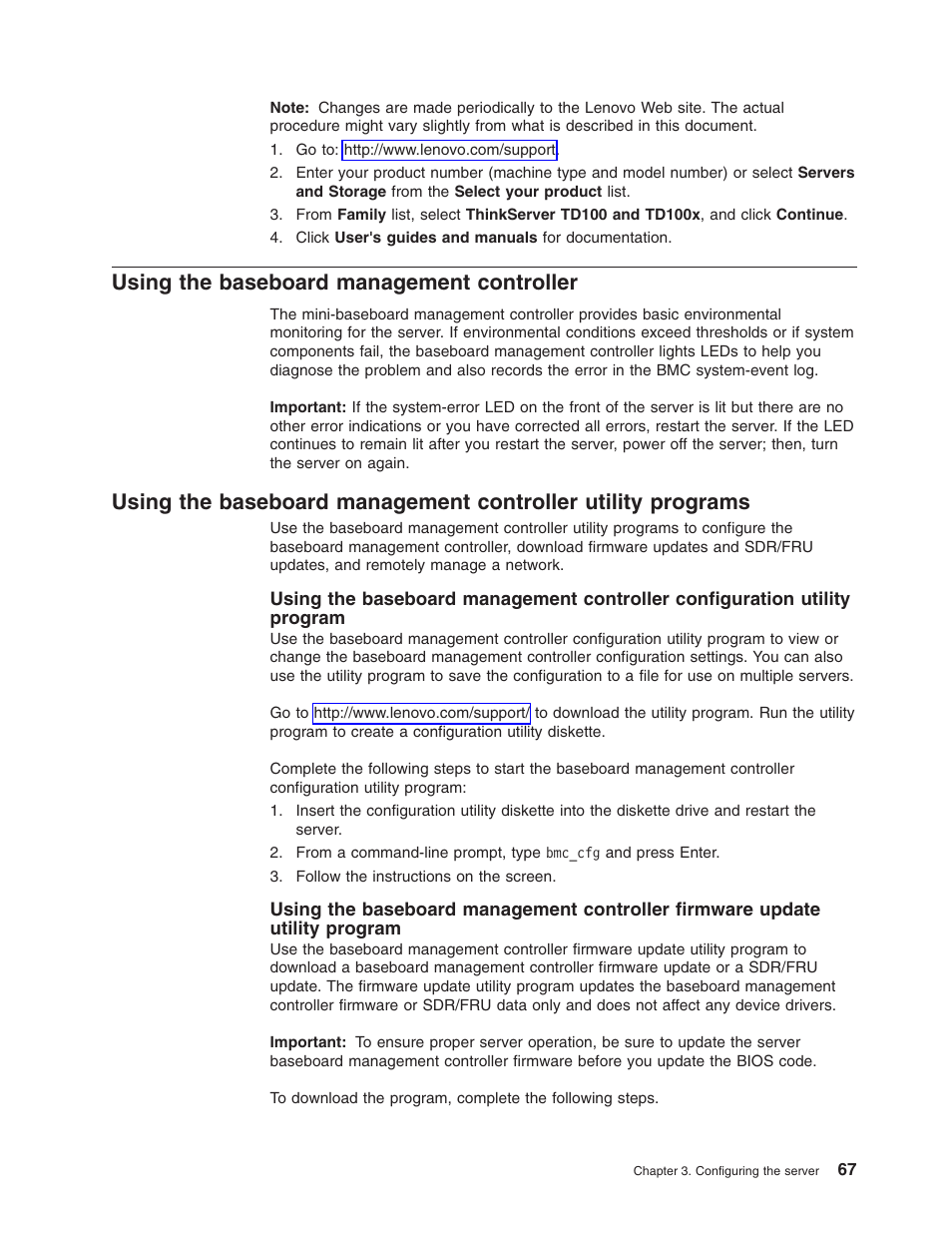 Using the baseboard management controller, Using, Baseboard | Management, Controller, Utility, Programs | Lenovo ThinkServer TD100x User Manual | Page 81 / 98