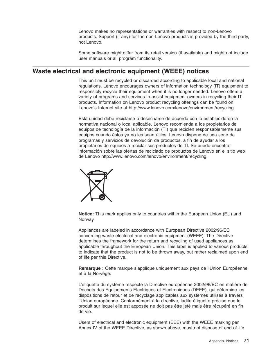 Waste, Electrical, Electronic | Equipment, Weee), Notices | Lenovo ThinkServer TD100x User Manual | Page 85 / 98