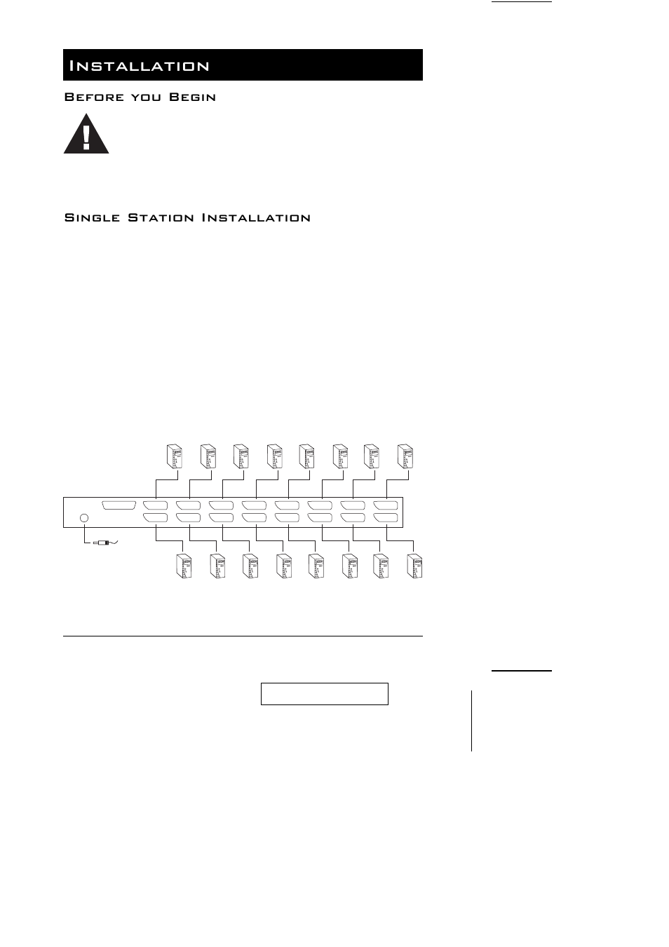 Installation, Before you begin, Single station installation | ATEN ACS-1208L User Manual | Page 11 / 35