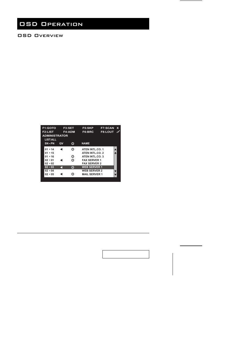 Osd operation, Osd overview | ATEN ACS-1208L User Manual | Page 20 / 35