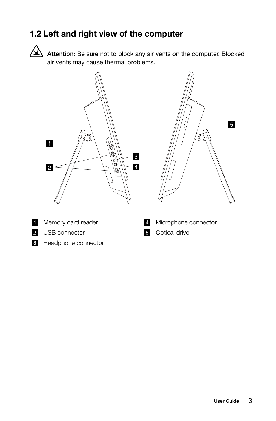 2 left and right view of the computer | Lenovo IdeaCentre B520 User Manual | Page 8 / 49
