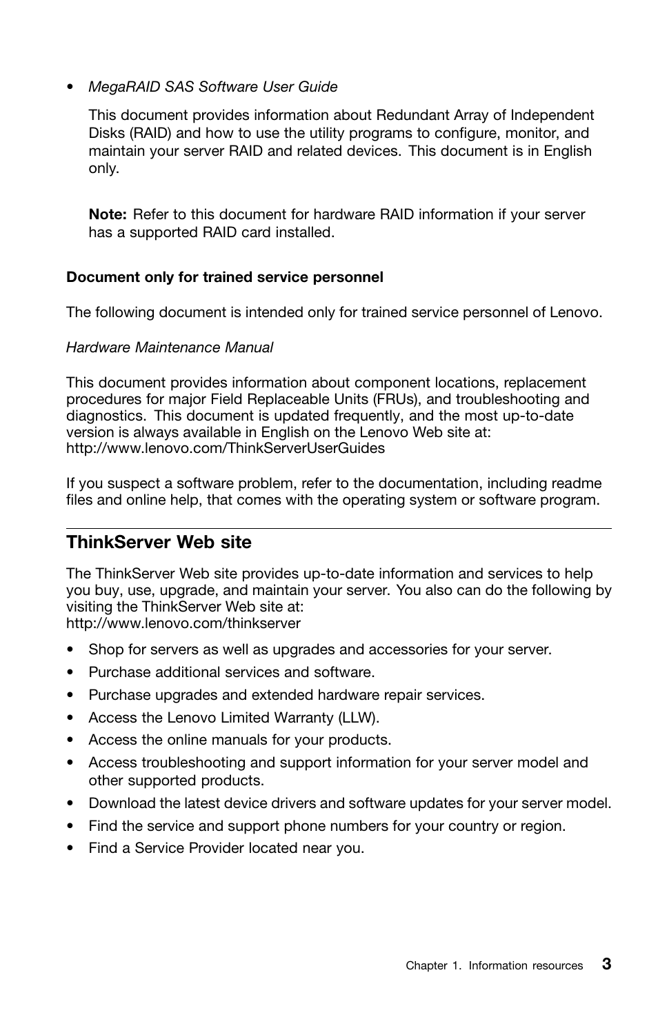 Thinkserver web site | Lenovo ThinkServer RD330 User Manual | Page 11 / 36