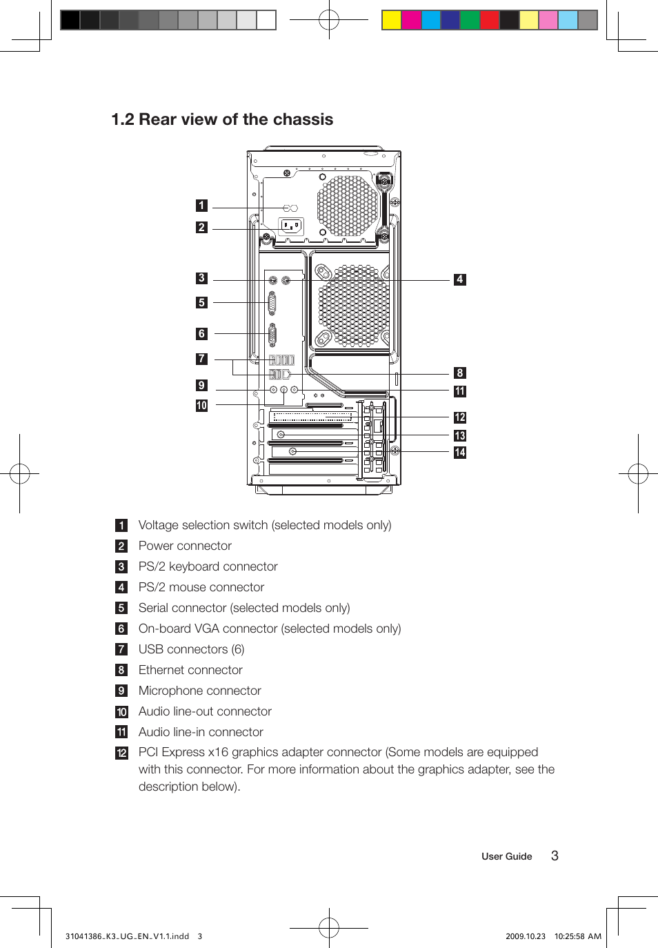 2 rear view of the chassis | Lenovo IdeaCentre K305 User Manual | Page 8 / 45