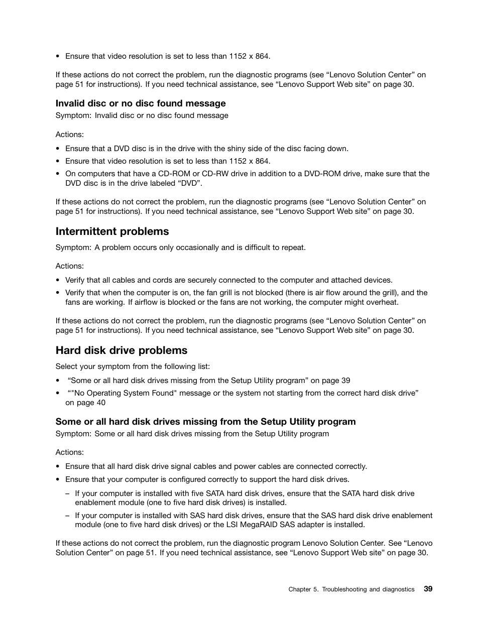 Intermittent problems, Hard disk drive problems | Lenovo H520g Desktop User Manual | Page 43 / 112