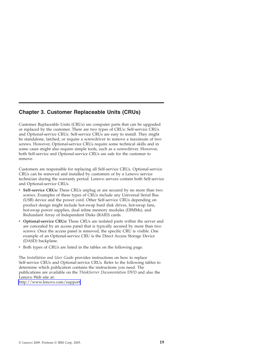 Chapter 3. customer replaceable units (crus), Chapter, Customer | Replaceable, Units, Crus) | Lenovo ThinkServer RD210 User Manual | Page 25 / 34