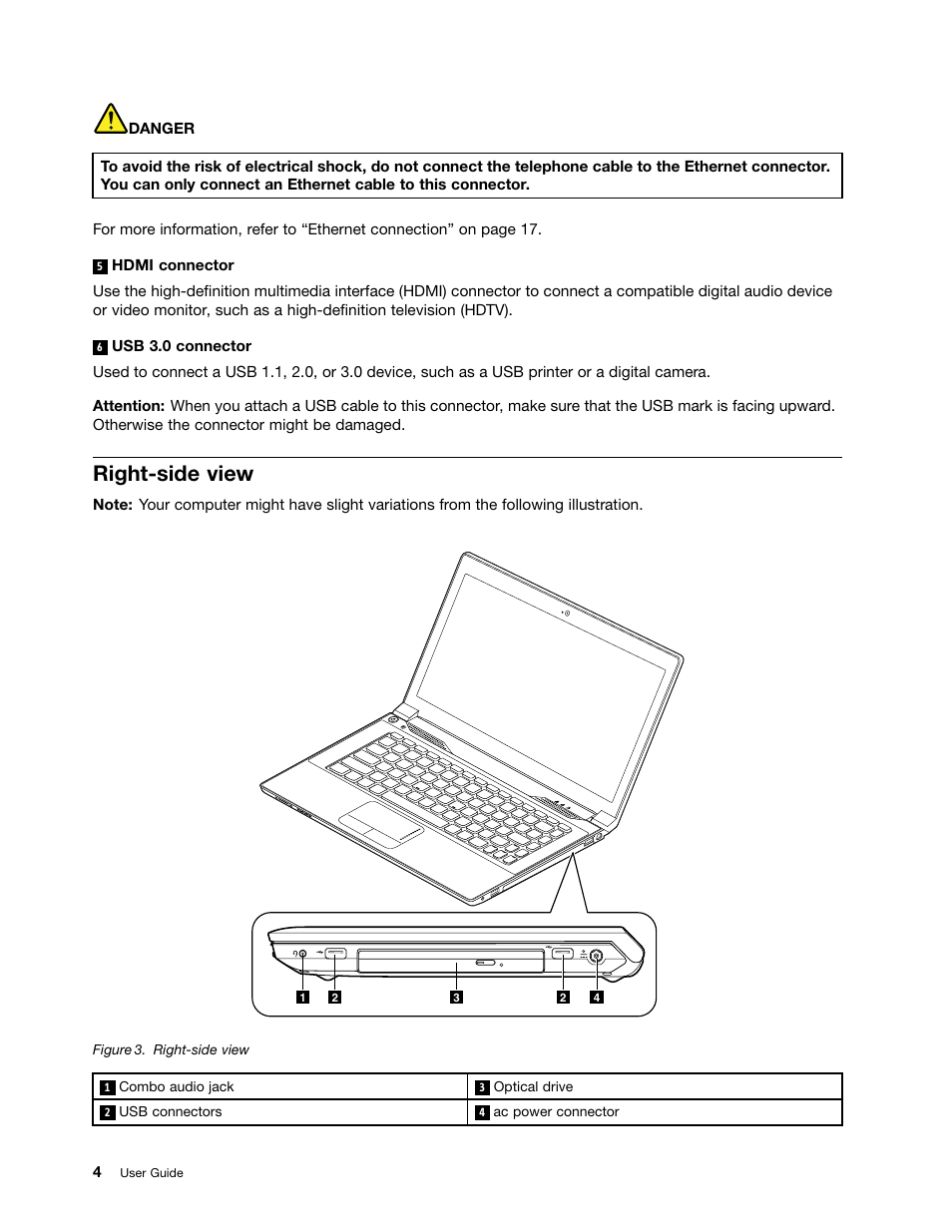 Right-side view | Lenovo E4325 User Manual | Page 18 / 70