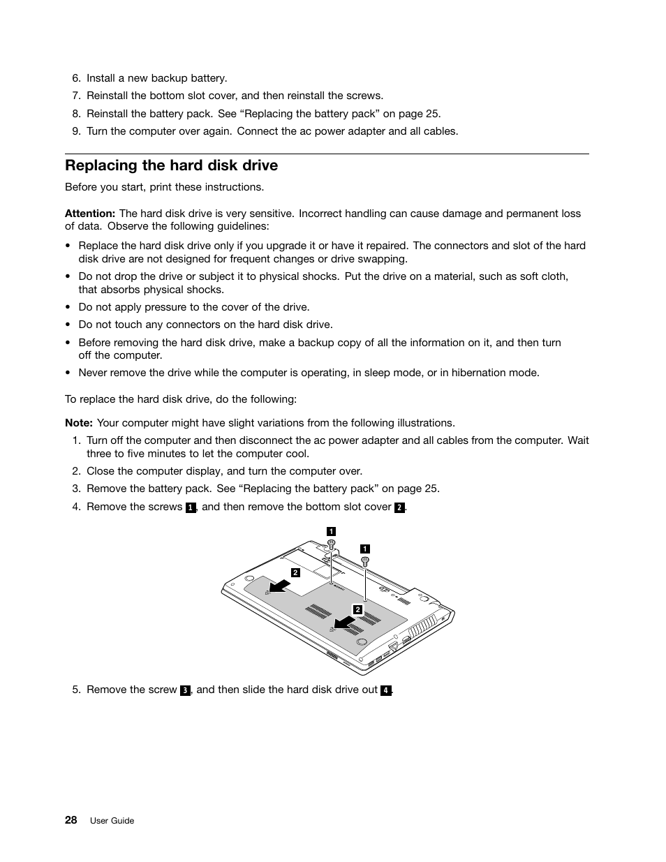 Replacing the hard disk drive | Lenovo E4325 User Manual | Page 42 / 70