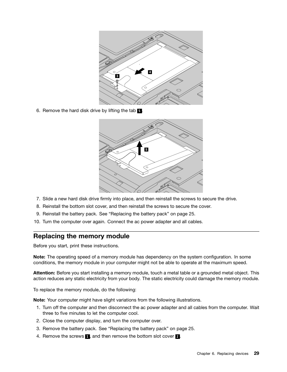 Replacing the memory module | Lenovo E4325 User Manual | Page 43 / 70