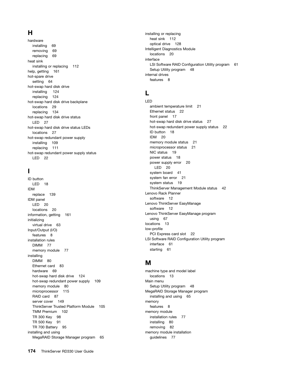 Lenovo ThinkServer RD330 User Manual | Page 186 / 192