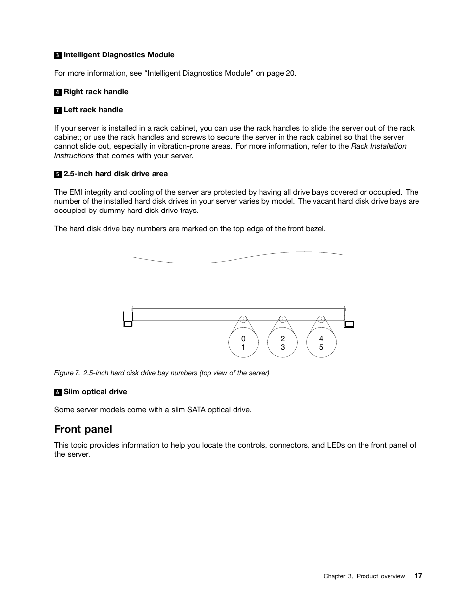 Front panel | Lenovo ThinkServer RD330 User Manual | Page 29 / 192