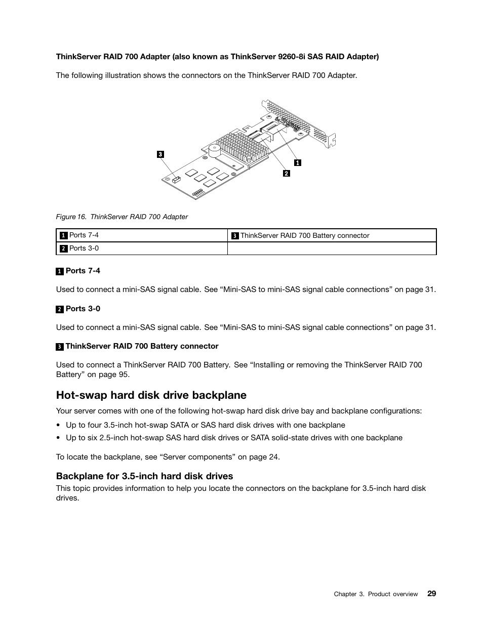 Hot-swap hard disk drive backplane, Backplane for 3.5-inch hard disk drives | Lenovo ThinkServer RD330 User Manual | Page 41 / 192