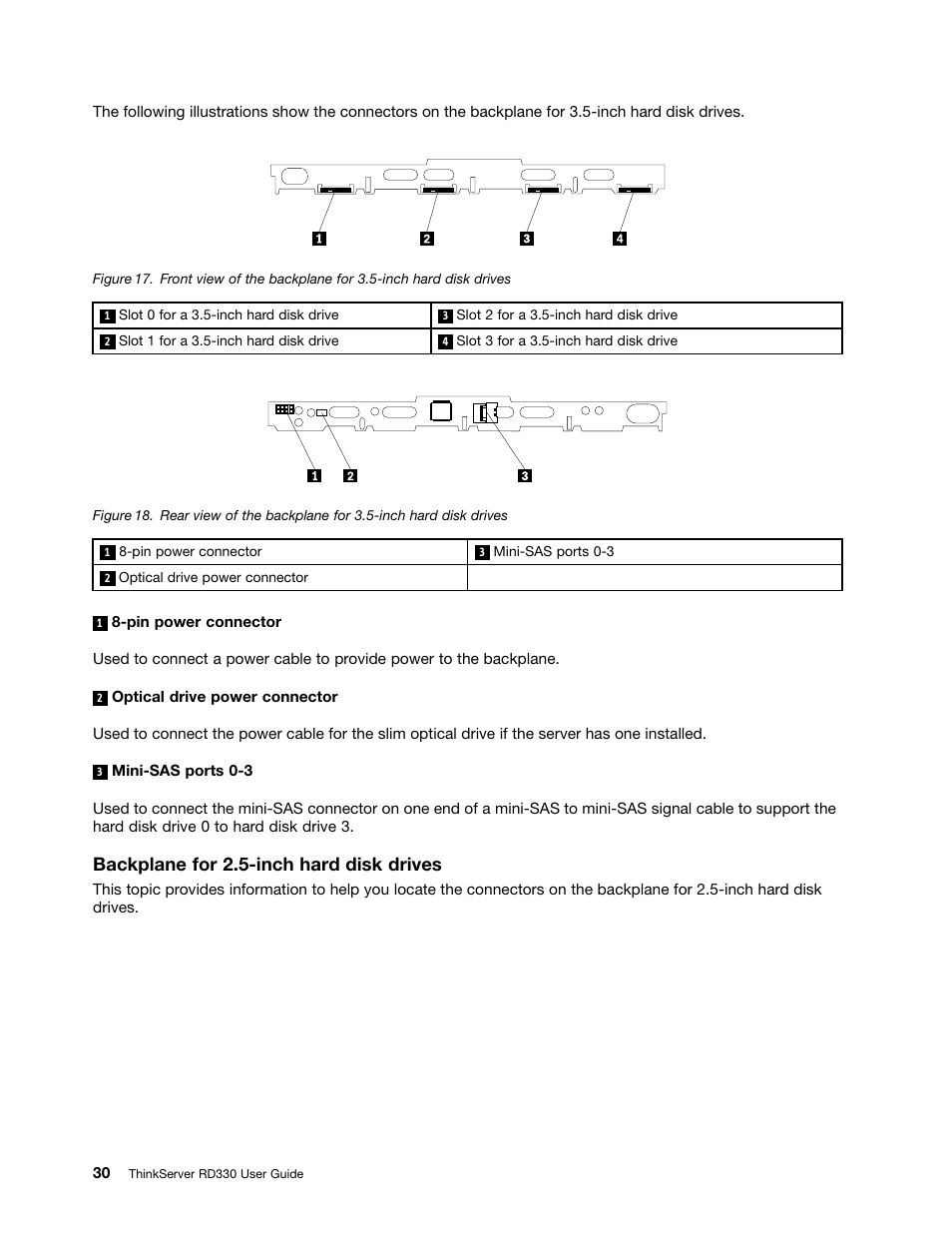 Backplane for 2.5-inch hard disk drives | Lenovo ThinkServer RD330 User Manual | Page 42 / 192