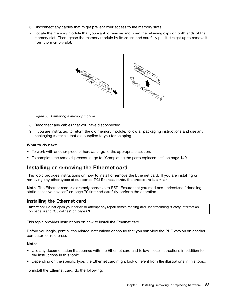 Installing or removing the ethernet card | Lenovo ThinkServer RD330 User Manual | Page 95 / 192