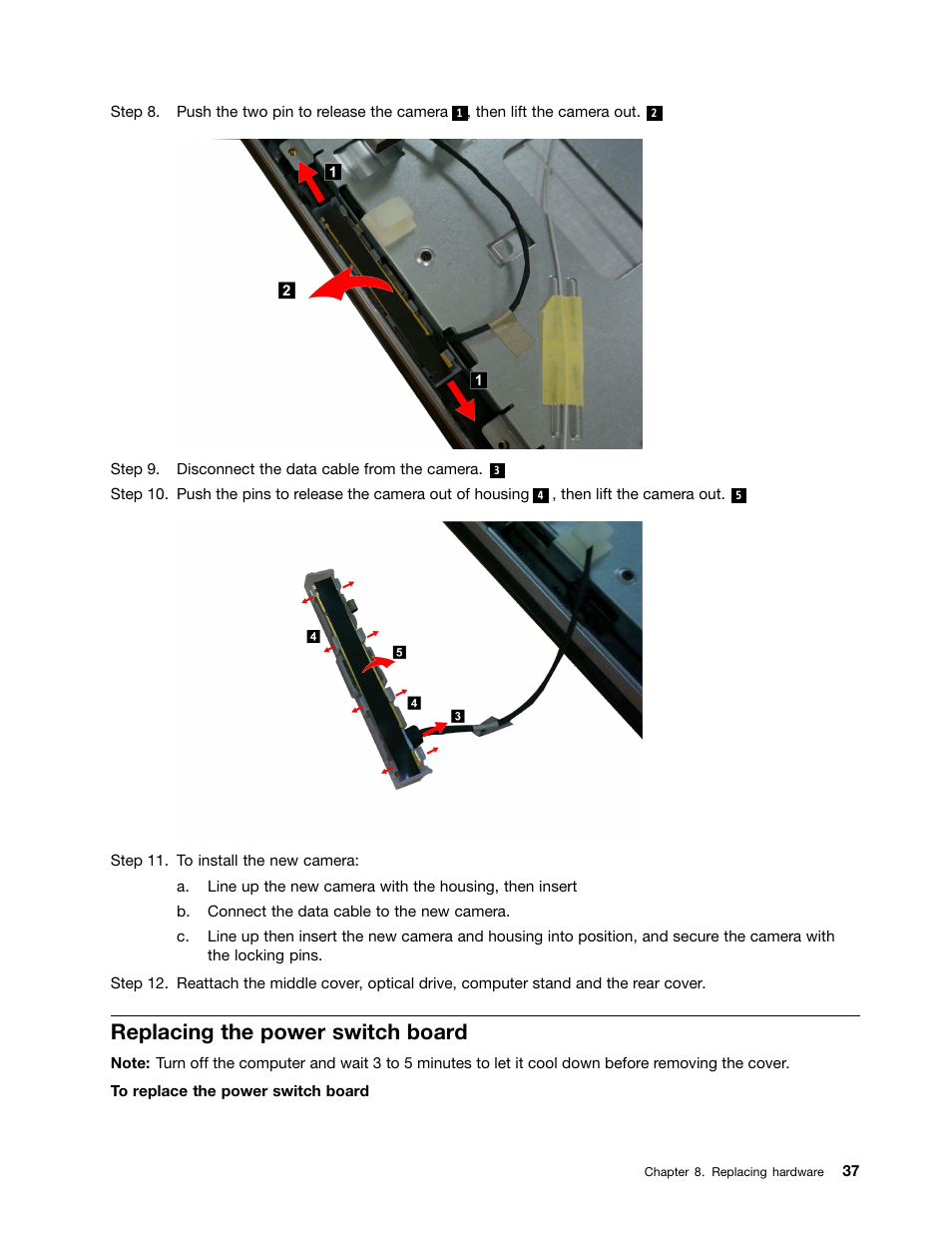 Replacing the power switch board | Lenovo IdeaCentre B750 All-in-One User Manual | Page 43 / 61