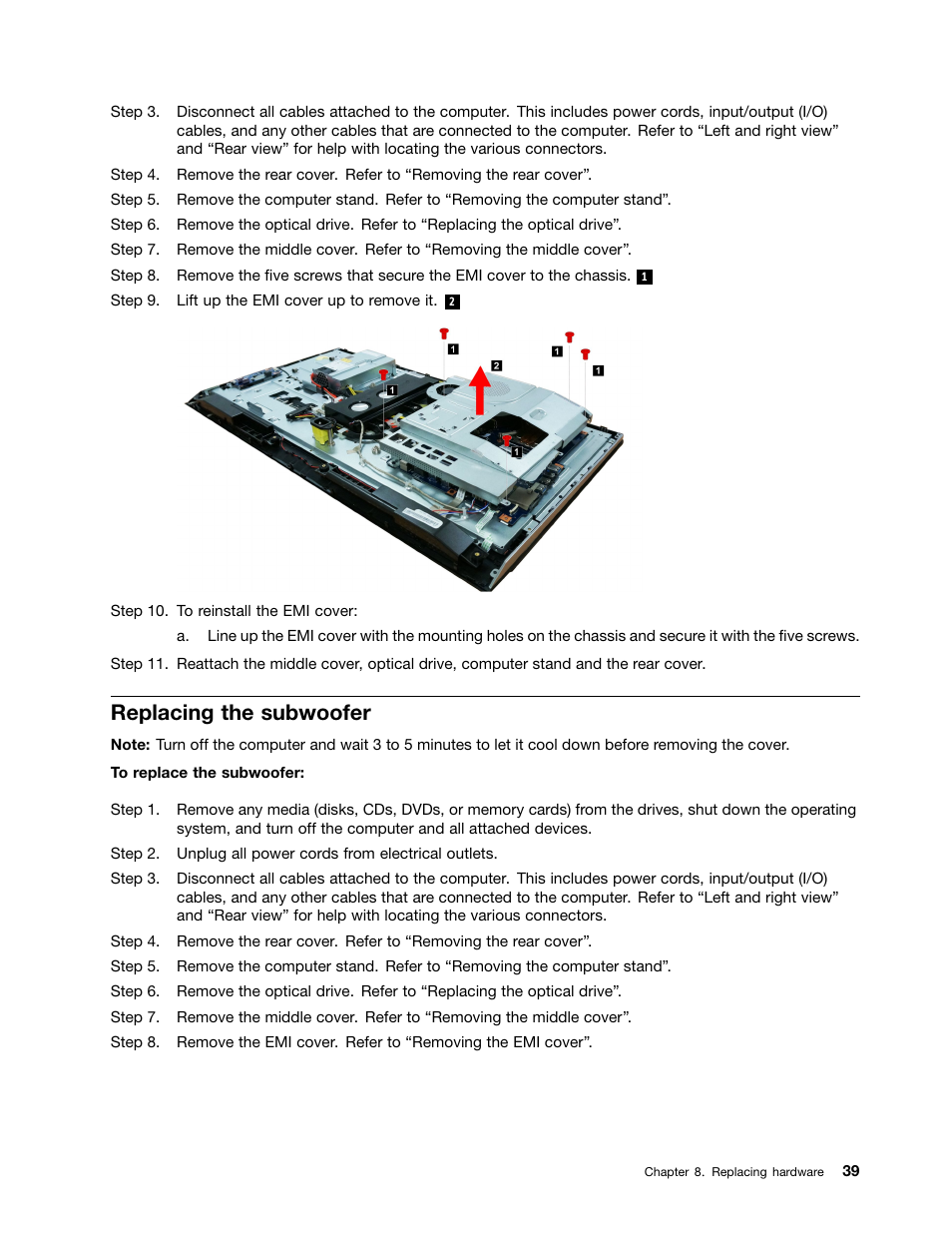 Replacing the subwoofer | Lenovo IdeaCentre B750 All-in-One User Manual | Page 45 / 61