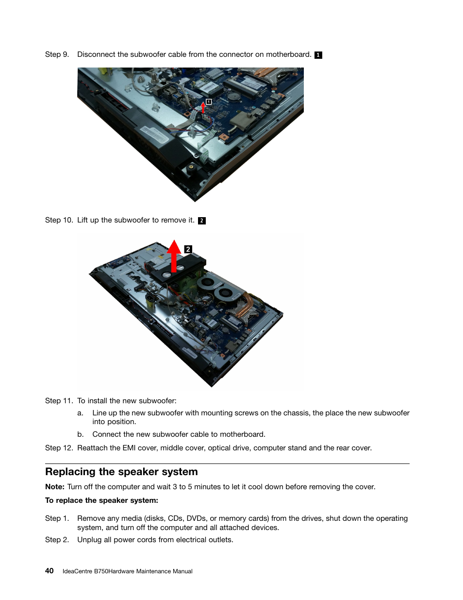 Replacing the speaker system | Lenovo IdeaCentre B750 All-in-One User Manual | Page 46 / 61