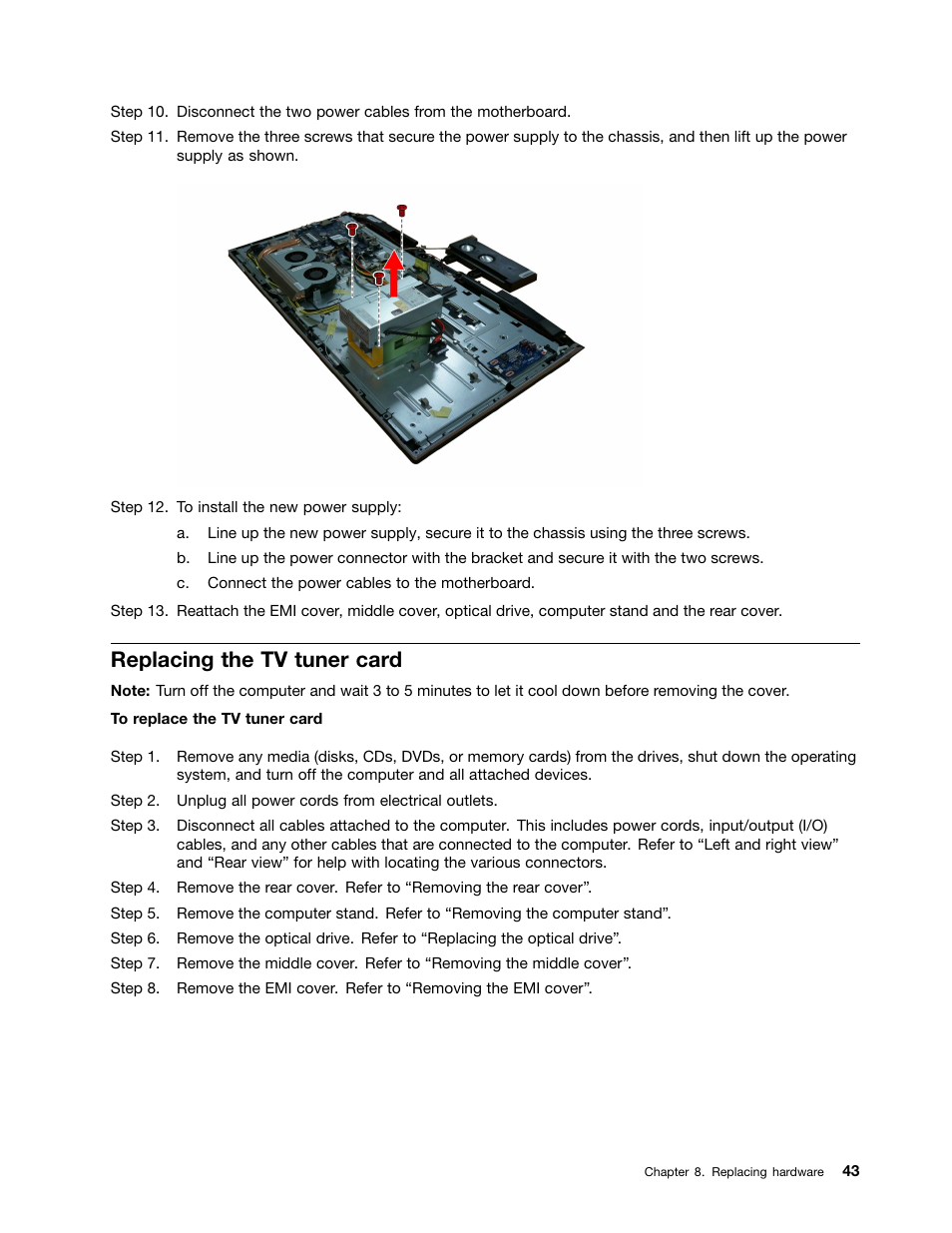 Replacing the tv tuner card | Lenovo IdeaCentre B750 All-in-One User Manual | Page 49 / 61
