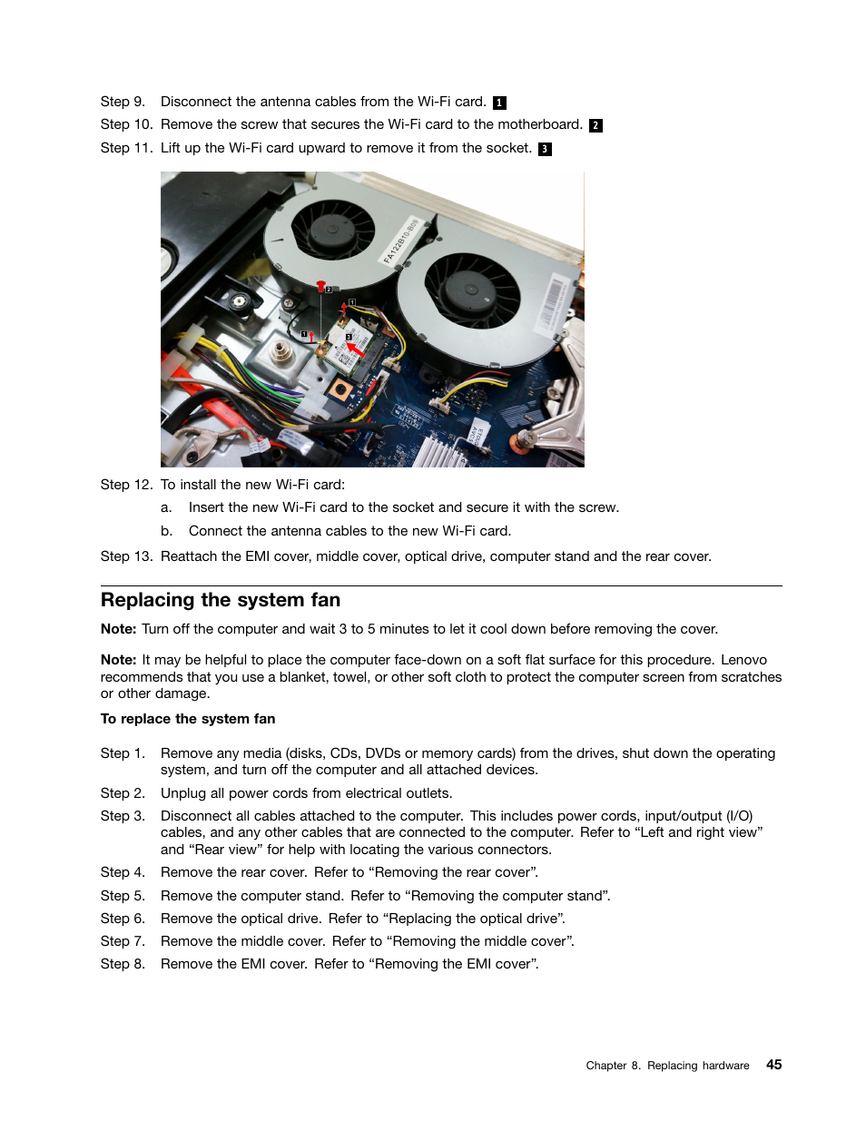 Replacing the system fan | Lenovo IdeaCentre B750 All-in-One User Manual | Page 51 / 61