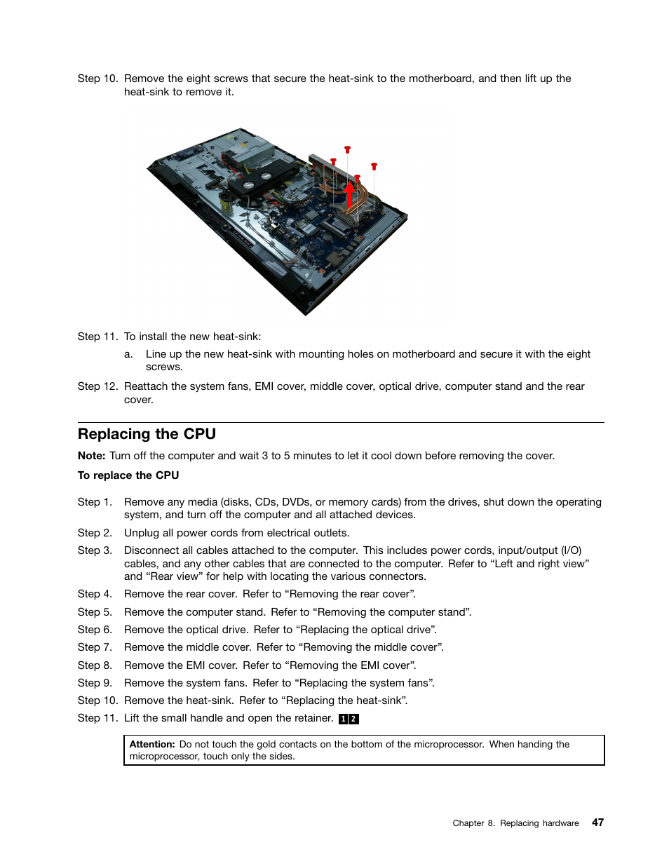 Replacing the cpu | Lenovo IdeaCentre B750 All-in-One User Manual | Page 53 / 61