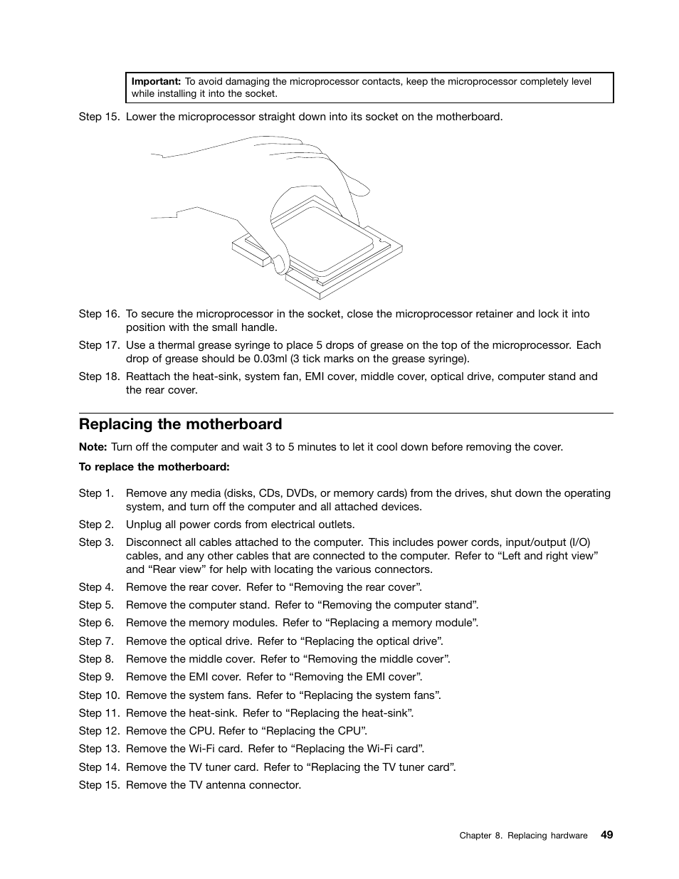 Replacing the motherboard | Lenovo IdeaCentre B750 All-in-One User Manual | Page 55 / 61