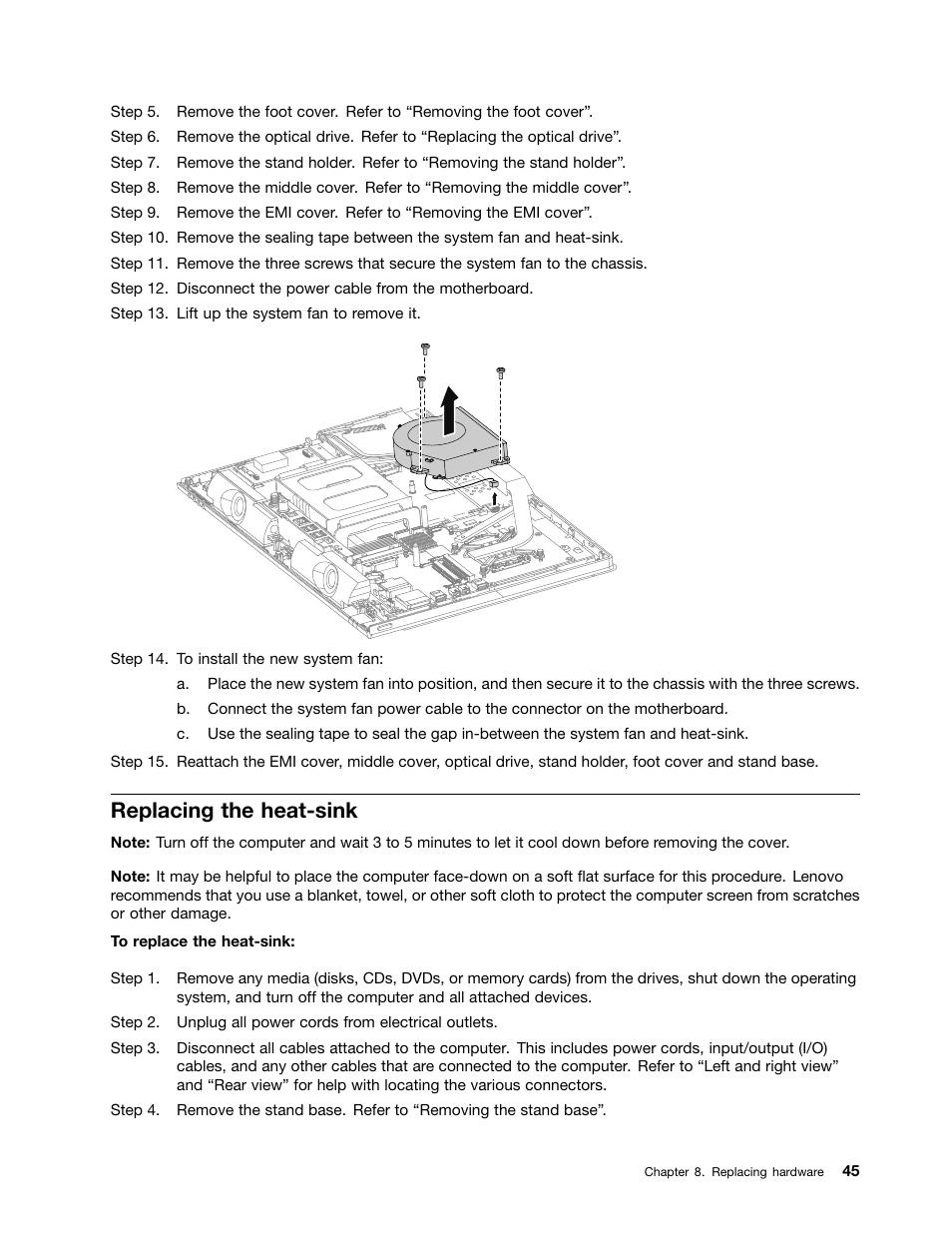 Replacing the heat-sink | Lenovo C540 All-in-One User Manual | Page 51 / 69