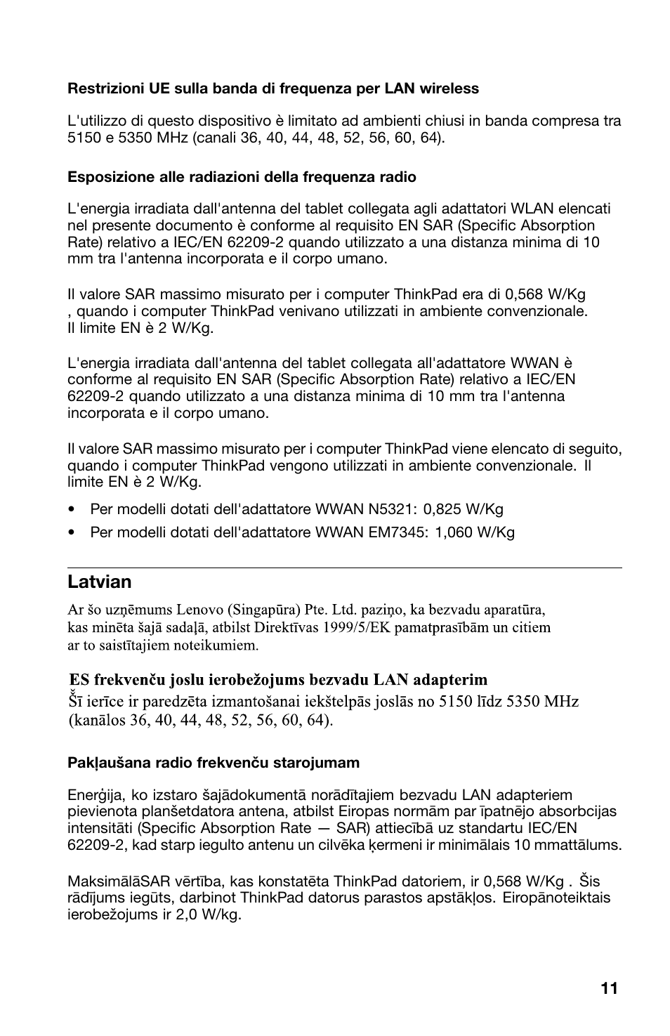Latvian | Lenovo ThinkPad 10 User Manual | Page 11 / 22