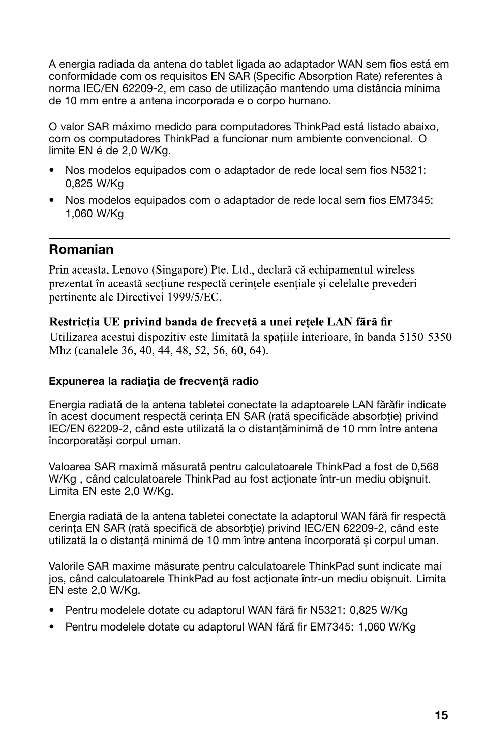 Romanian | Lenovo ThinkPad 10 User Manual | Page 15 / 22