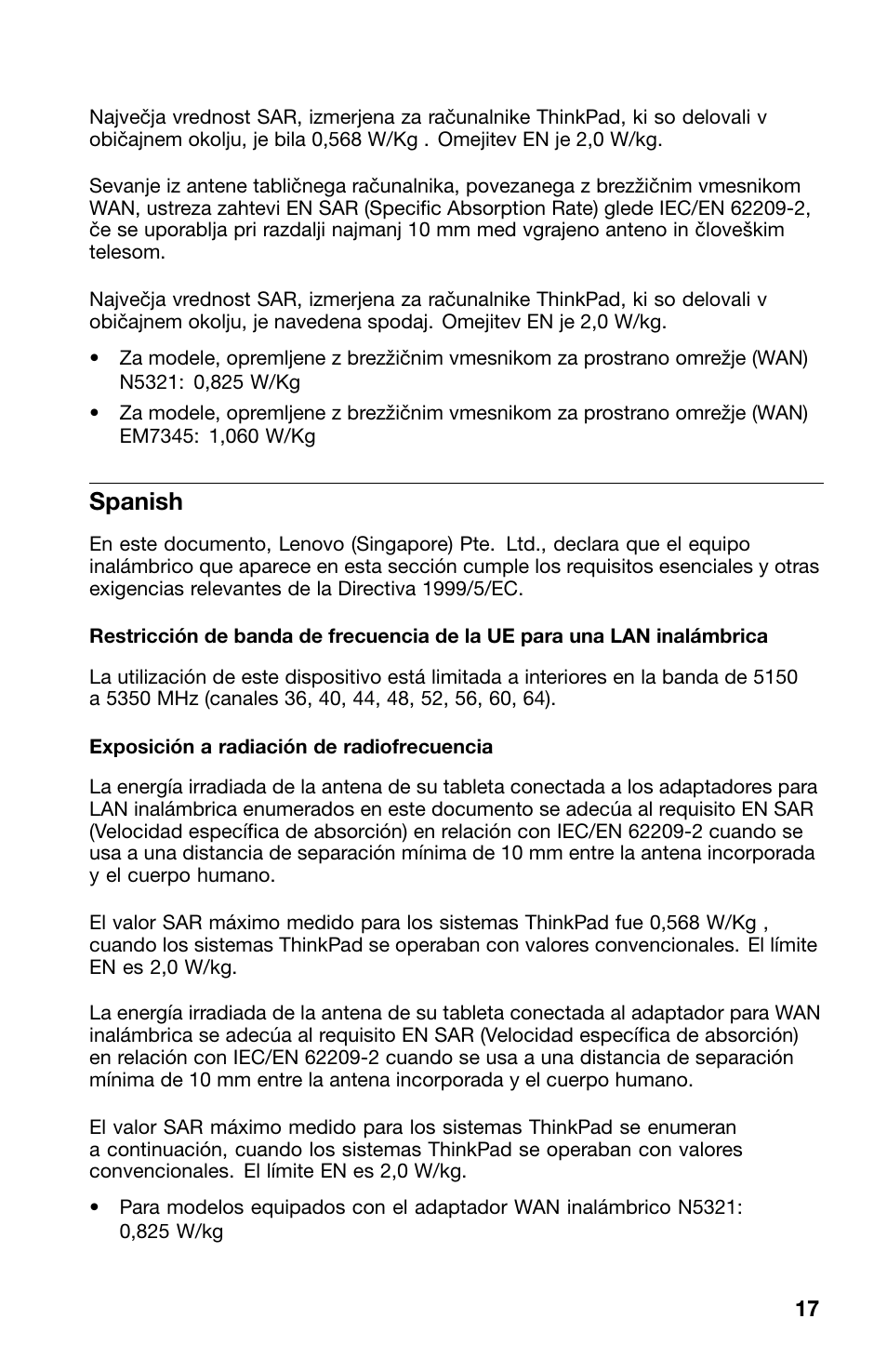 Spanish | Lenovo ThinkPad 10 User Manual | Page 17 / 22