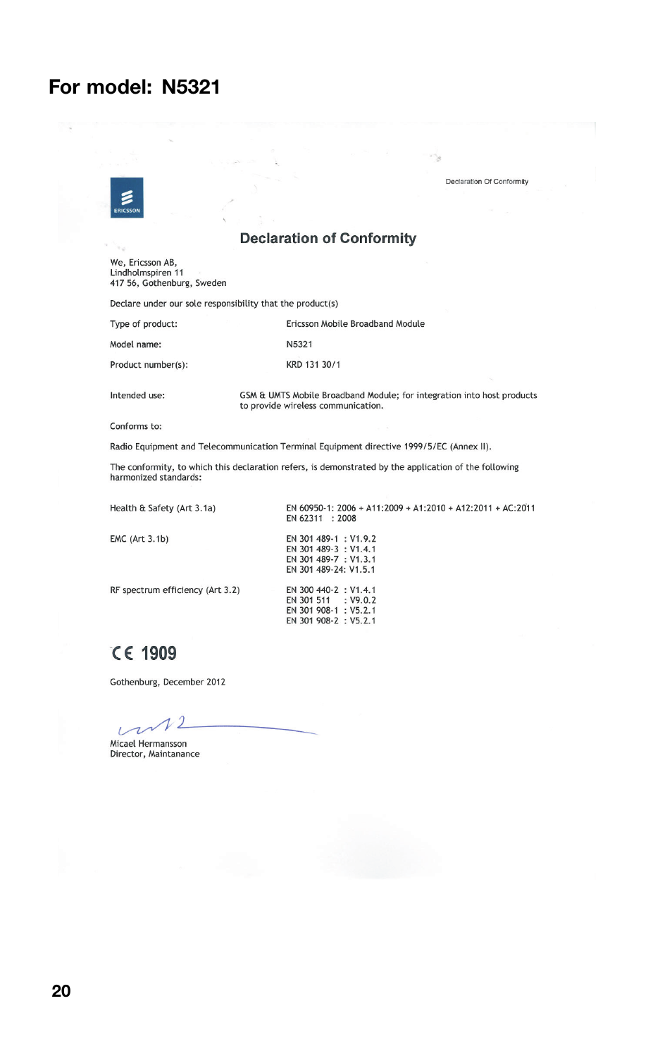 For model: n5321 | Lenovo ThinkPad 10 User Manual | Page 20 / 22