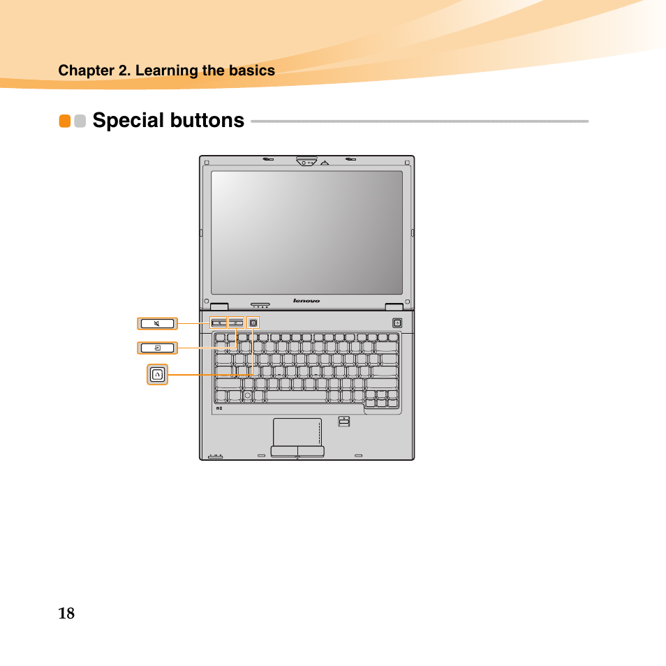 Special buttons | Lenovo E46 Notebook User Manual | Page 22 / 38